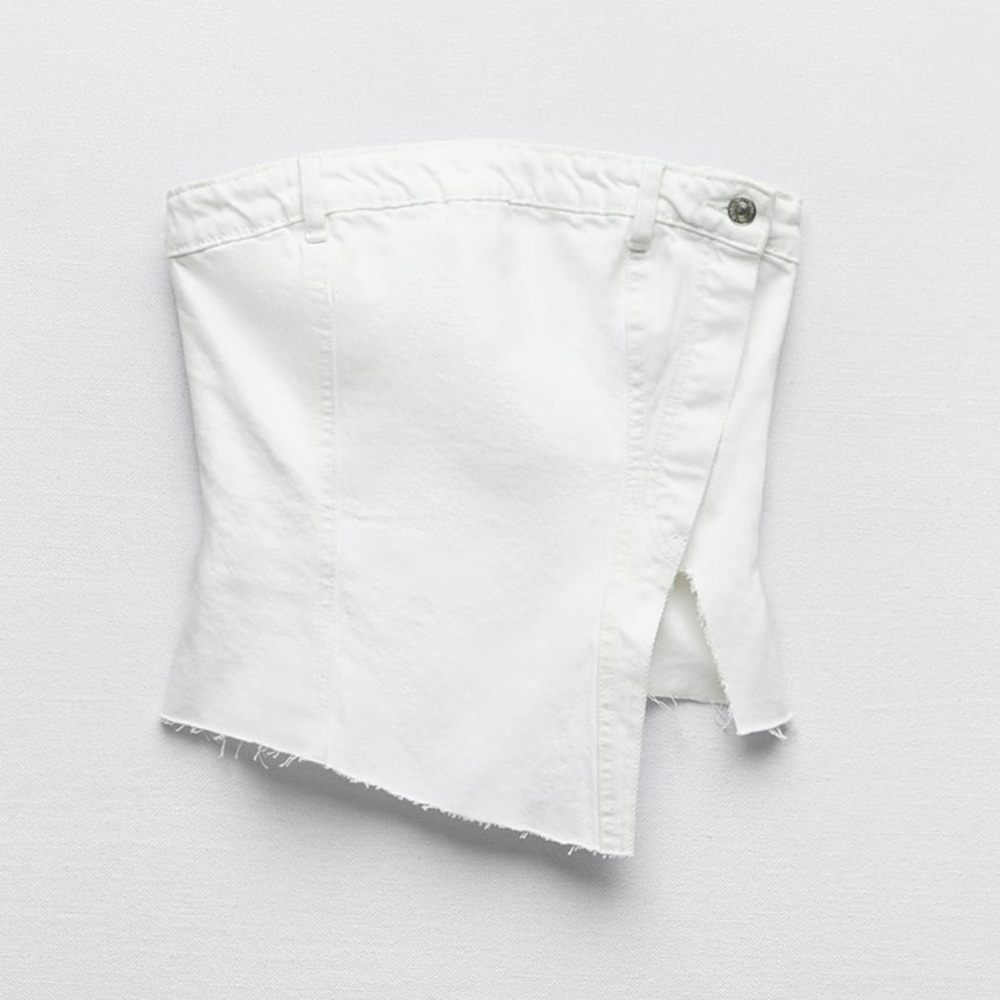 Zara Woman White Denim Corset Top size L